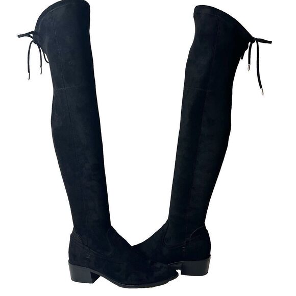 Dolce Vita Women's 6 Black Faux Suede Over The Knee Casual Boots Zip Up Low Heel - Picture 4 of 10